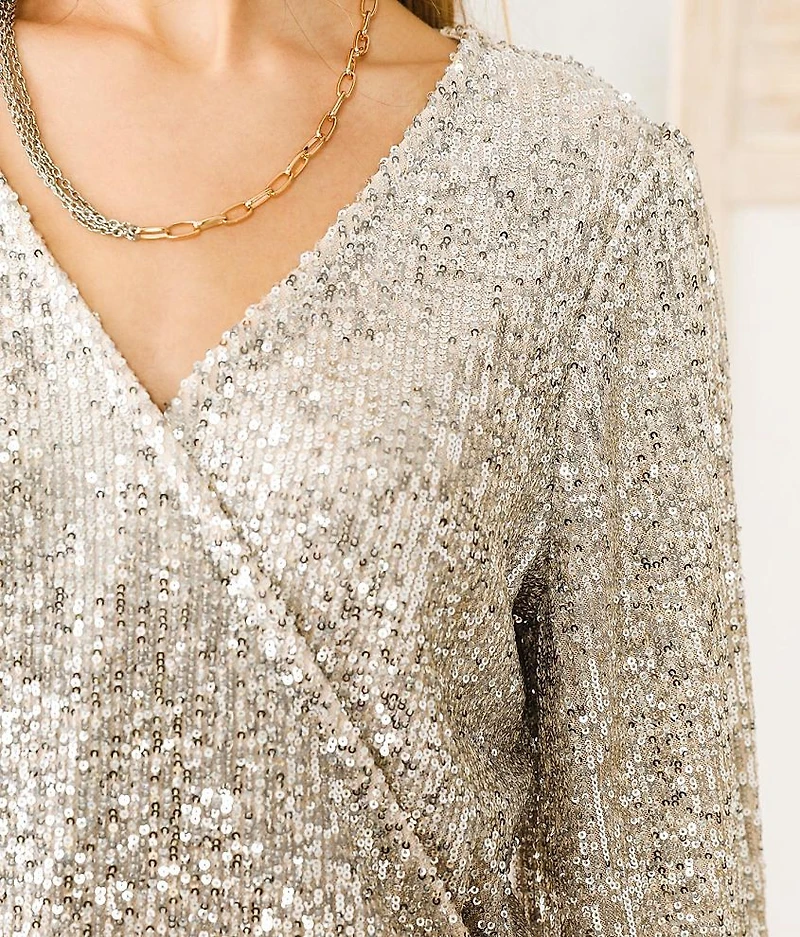 Sequin Wrap Top