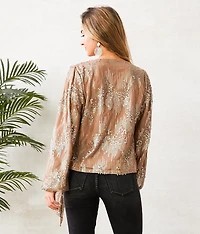Sequin Wrap Tie Top