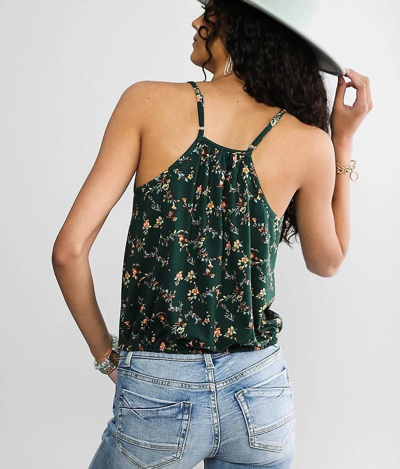 Floral Faux Surplice Tank Top