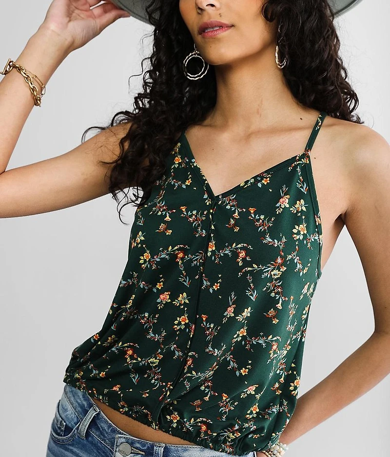 Floral Faux Surplice Tank Top