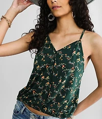 Floral Faux Surplice Tank Top
