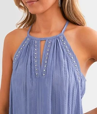 Studded Halter Tank Top