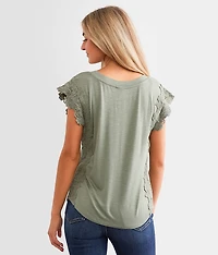 Floral Crochet Trim Top