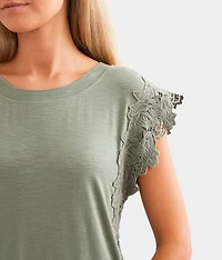 Floral Crochet Trim Top