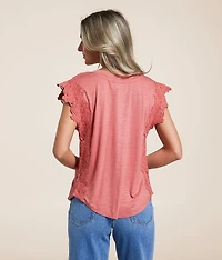 Floral Crochet Trim Top