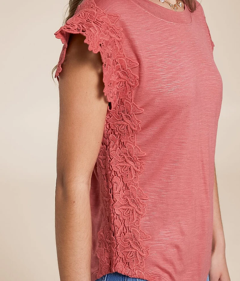 Floral Crochet Trim Top