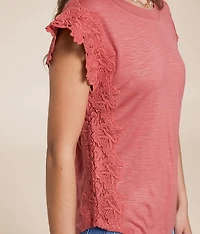 Floral Crochet Trim Top