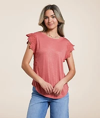 Floral Crochet Trim Top