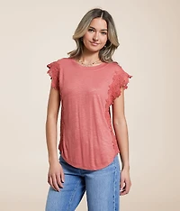 Floral Crochet Trim Top