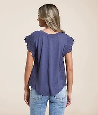 Floral Crochet Trim Top