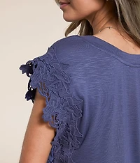 Floral Crochet Trim Top