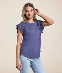 Floral Crochet Trim Top