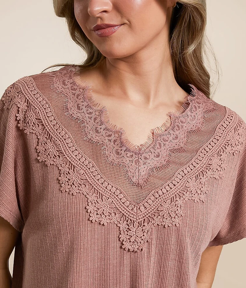 Eyelash Lace Pieced Top