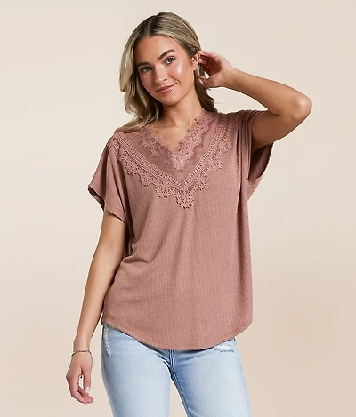 Eyelash Lace Pieced Top