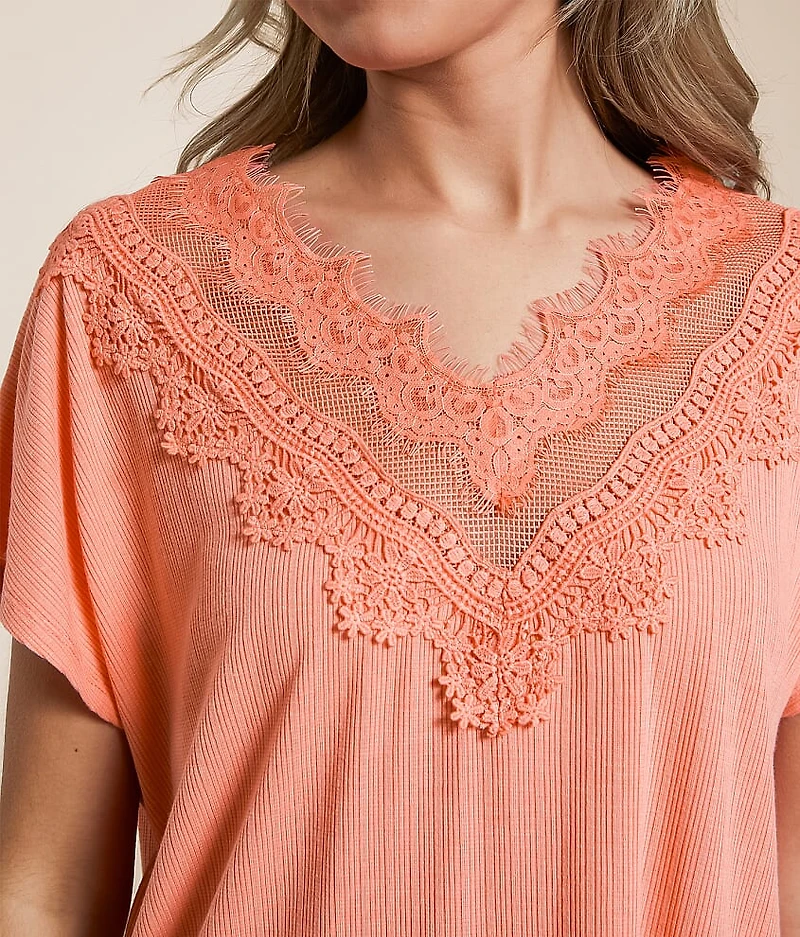 Eyelash Lace Pieced Top