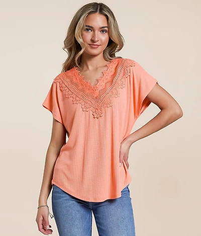 Eyelash Lace Pieced Top