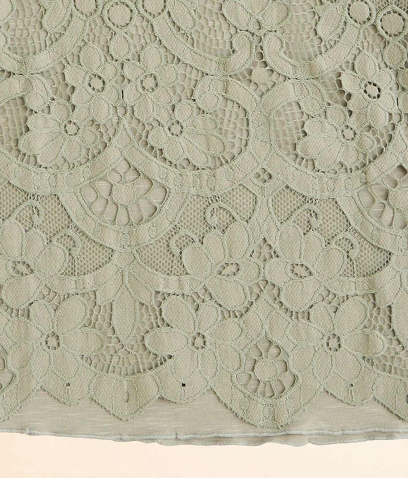 Girls - Floral Lace Overlay Top