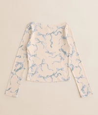 Girls - Ribbed Bow Top