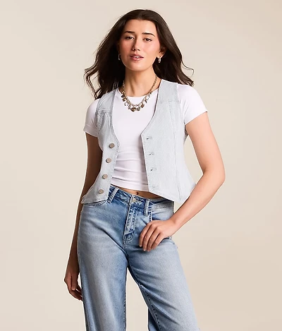 Striped Denim Vest