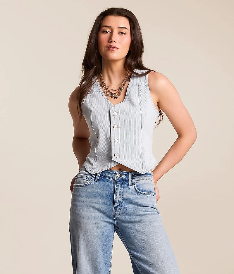 Striped Denim Vest