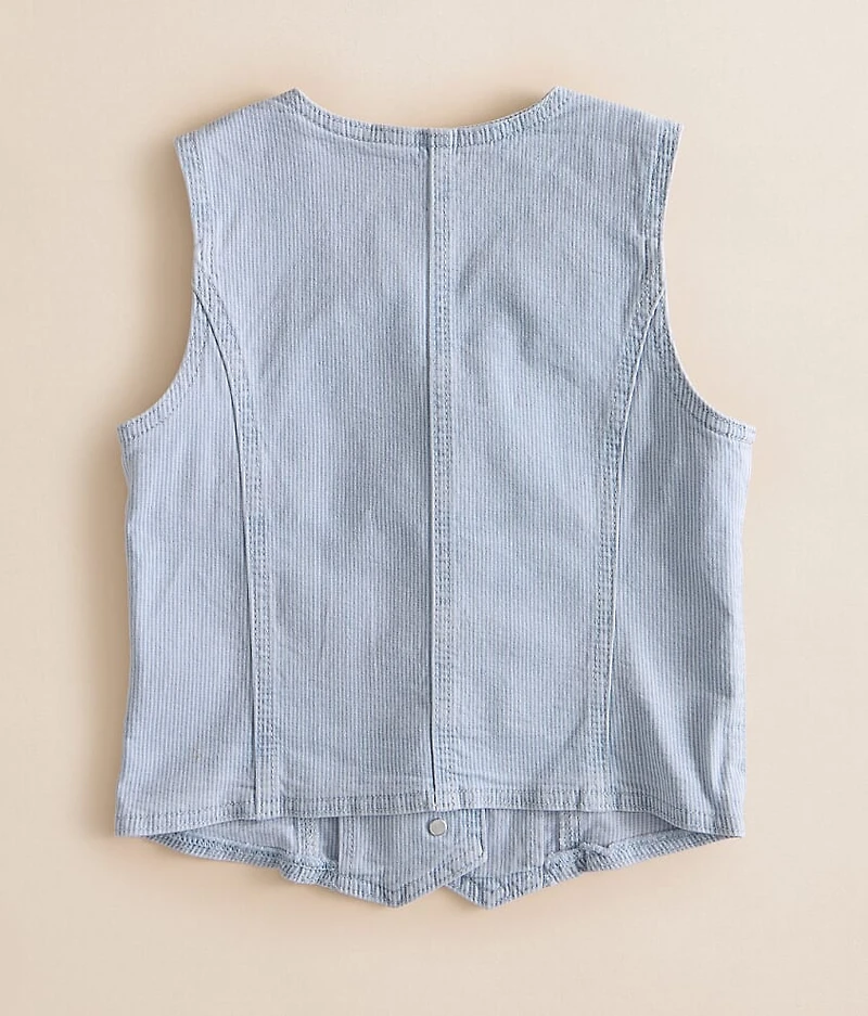 Girls - Striped Denim Stretch Vest
