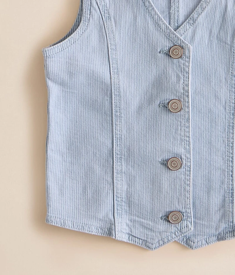 Girls - Striped Denim Stretch Vest