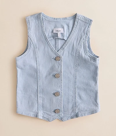 Girls - Striped Denim Stretch Vest