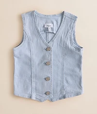Girls - Striped Denim Stretch Vest