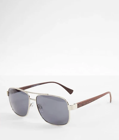 Wood Stem Aviator Sunglasses