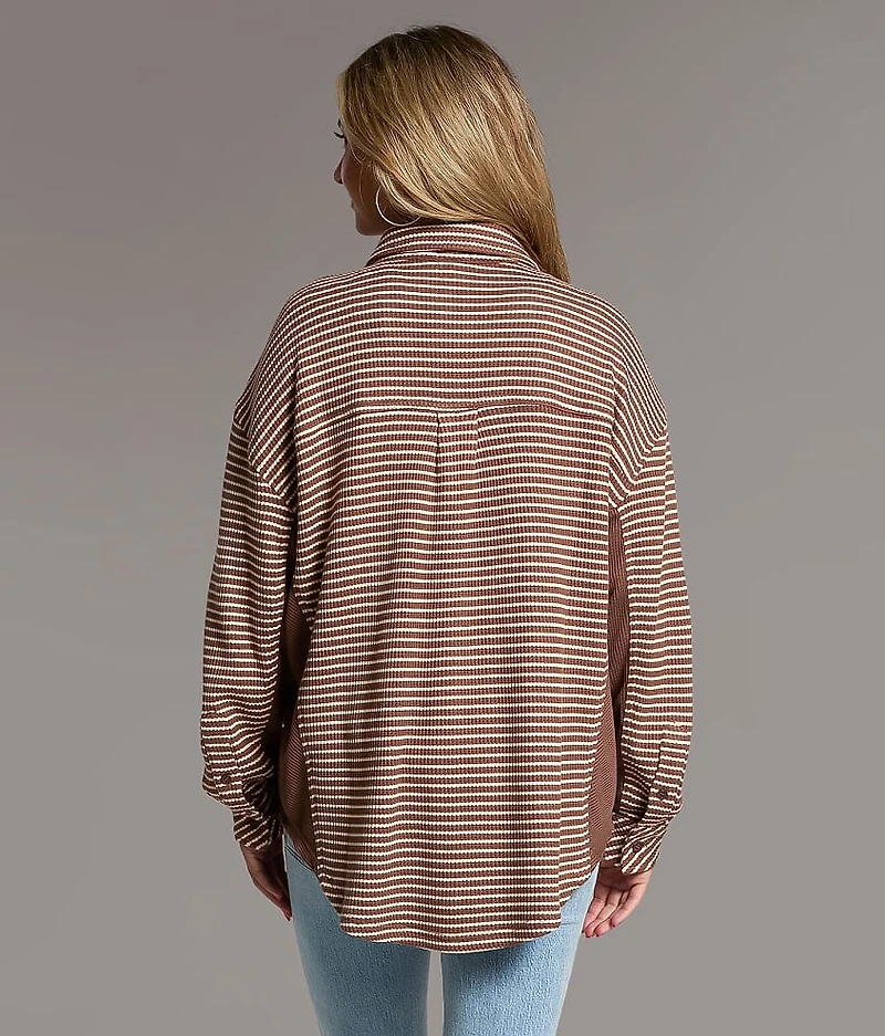 Striped Thermal Boyfriend Shirt