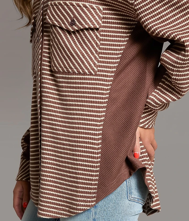 Striped Thermal Boyfriend Shirt