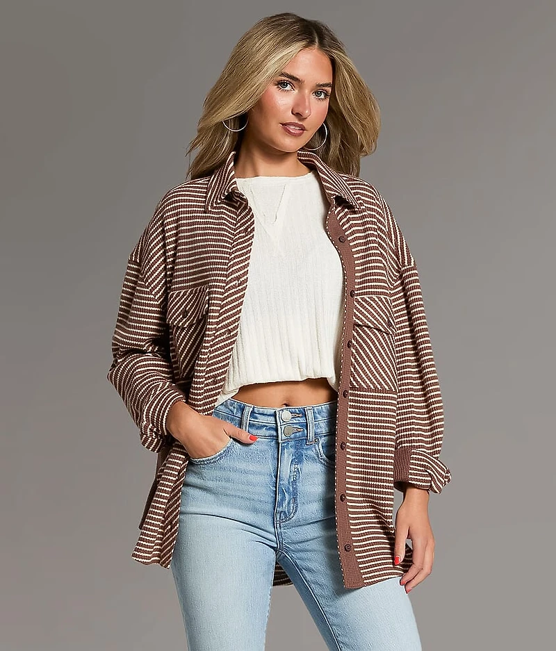 Striped Thermal Boyfriend Shirt