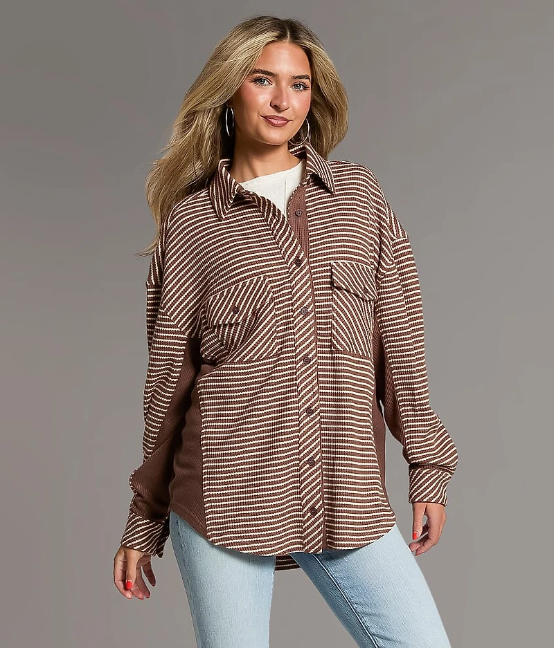 Striped Thermal Boyfriend Shirt