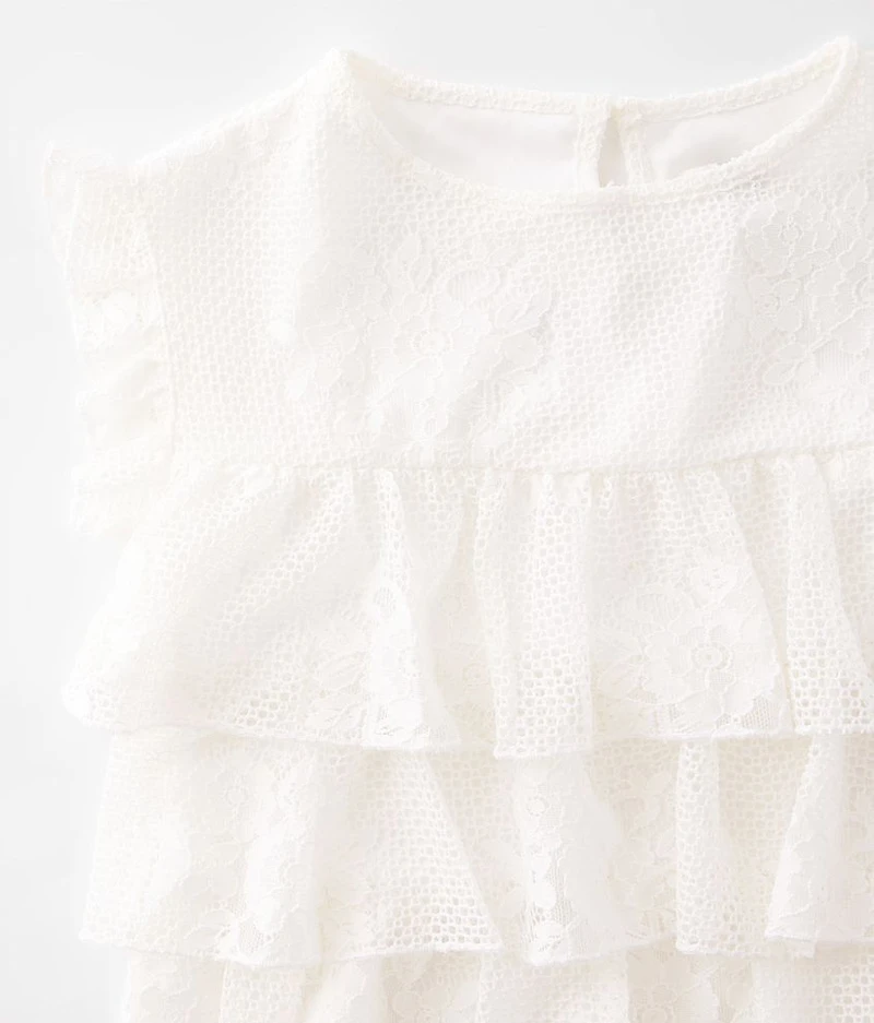 Girls - Floral Lace Tiered Top