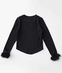 Girls - Feather Trim Top