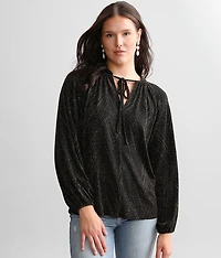 Metallic Front Tie Top