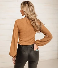 Lace-Up Textured Top