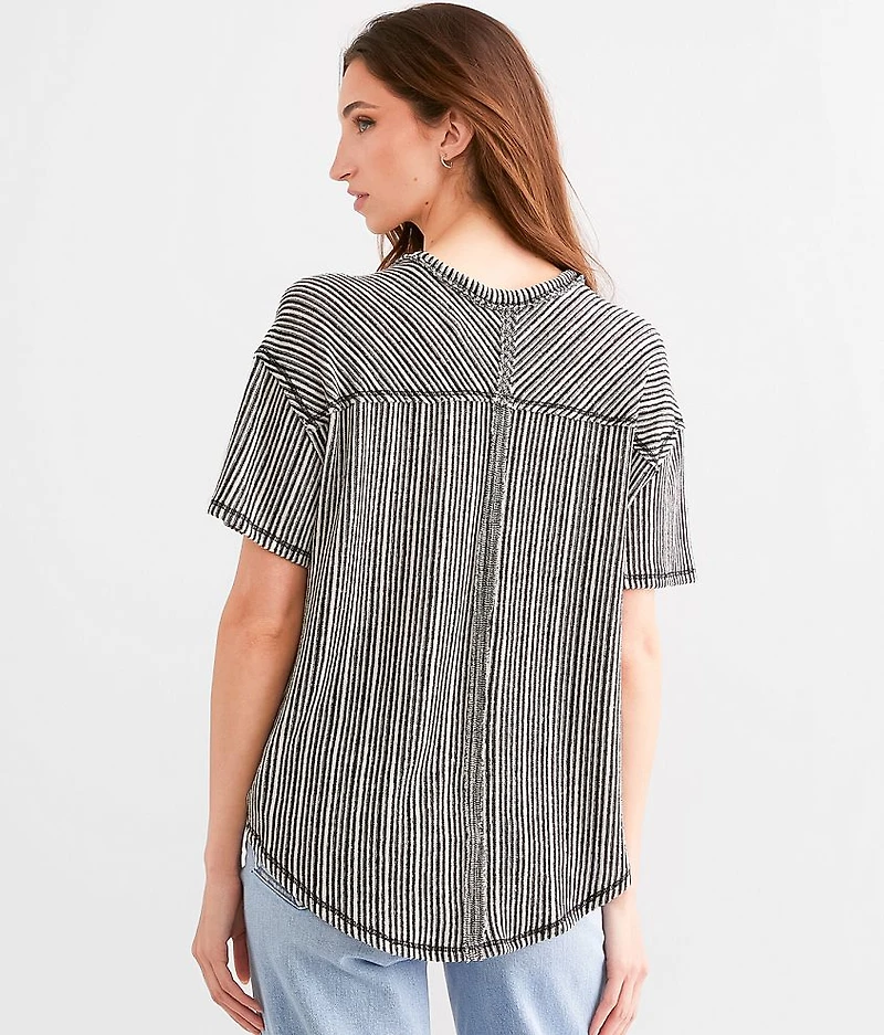 Striped Open Weave Top
