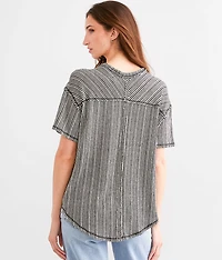 Striped Open Weave Top