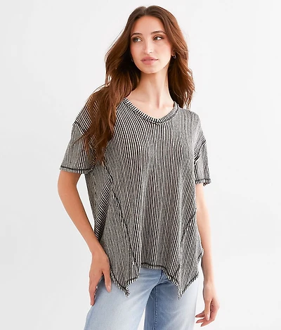 Striped Open Weave Top