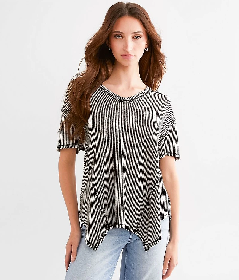 Striped Open Weave Top
