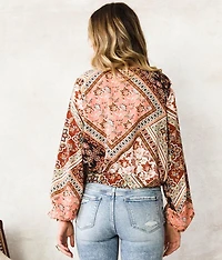 Patchwork Front Tie Top