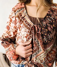 Patchwork Front Tie Top
