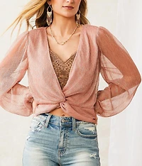 Metallic Twisted Front Top