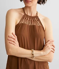 Strappy High Neck Tank Top