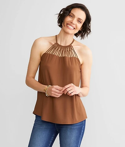 Strappy High Neck Tank Top