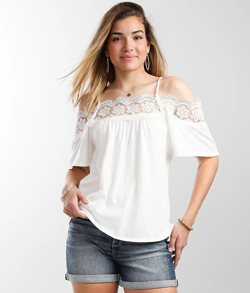 Cold Shoulder Crochet Top