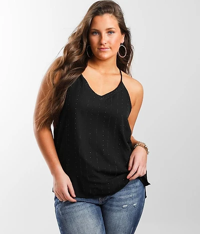 Rhinestone Chiffon Tank Top