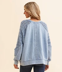 Pieced Crochet Oversized Pullover