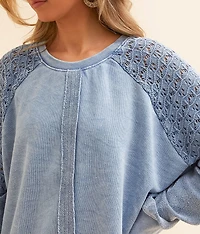 Pieced Crochet Oversized Pullover